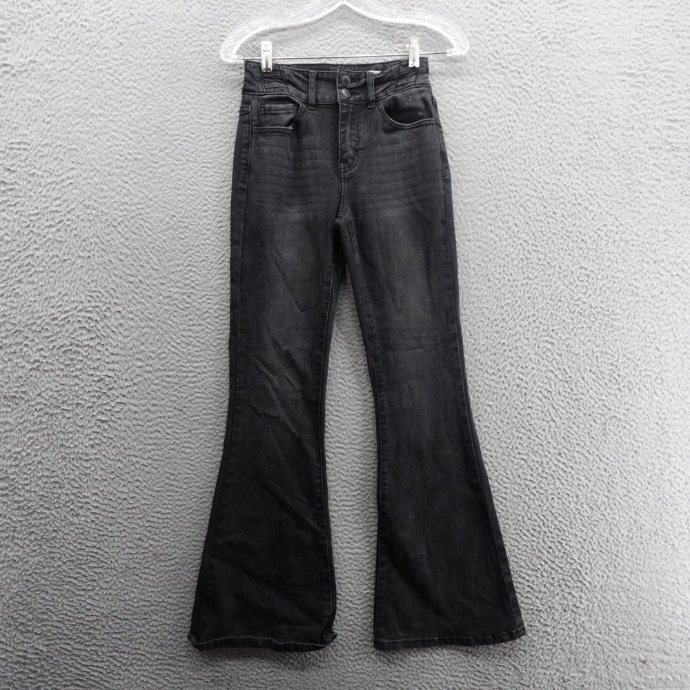 KanCan Kurvy High Rise Flare Jeans Size 24 Black Womens Stretch Denim Boho